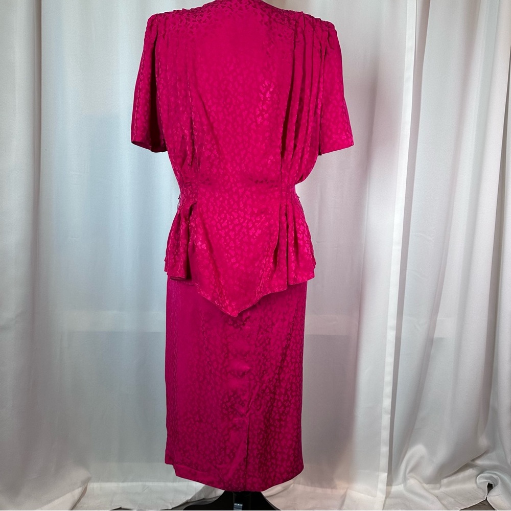 Vintage ARGENTI Silk Top Skirt Set  Sz10‎ Short Sleeve Cinch Waist Pink READ - Picture 2 of 16